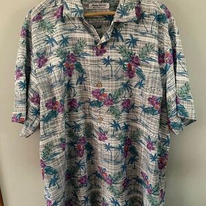 Tommy Bahama Purple Gray Green Floral short sleeve Men's Shirt XXL